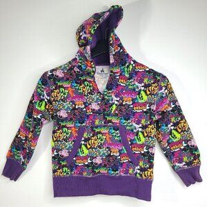 Disney Parks Mickey Mouse Purple Graffiti Pull over Kids Sweater Hoodie